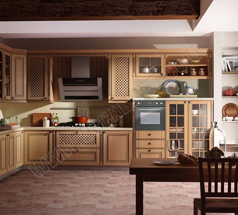 U shape classic style solid wood door kitchen cabinet