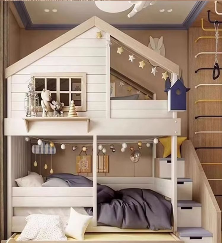 Modern Extendable Loft Bed for Kids for Apartment or Basement Home Living Room Cabinets with Slide