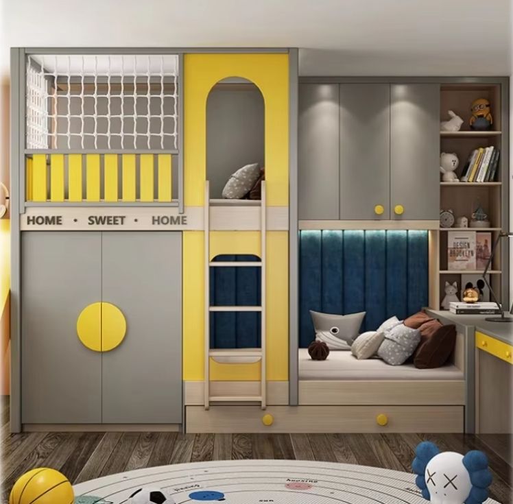 Modern Kids Loft Bed Bunk Bed Versatile Home Farmhouse School Furniture with Wood Panel Style