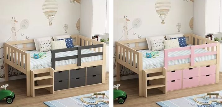 Space Saving Wood Child Bed Room Kids Furniture Wooden Loft Bunk Beds Kids Loft Bunk Beds with 6 Drawers Storage