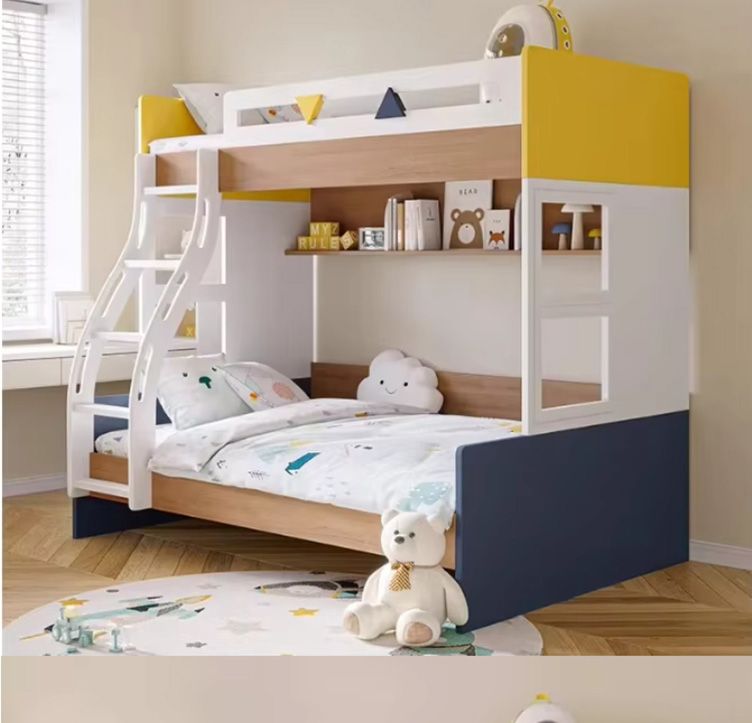 Child and Mother Beds High and Low Bunk Beds Solid Wood Color Bunk Beds Home Furniture for Small Bedroom