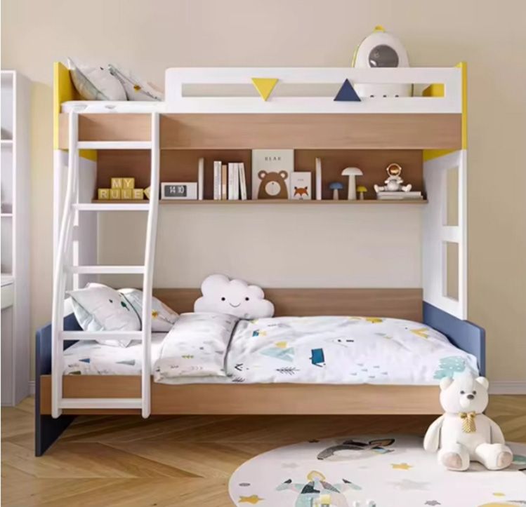 Child and Mother Beds High and Low Bunk Beds Solid Wood Color Bunk Beds Home Furniture for Small Bedroom