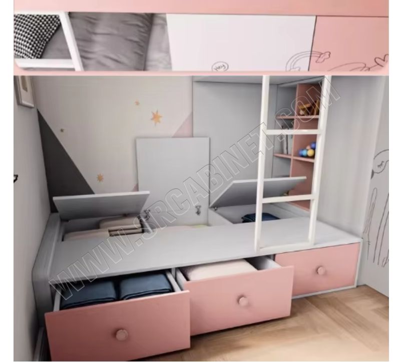 Customized Tatami Upper/Lower Beds and Wardrobe Integrated Combination for Children's Bedroom or Park Full House Desk