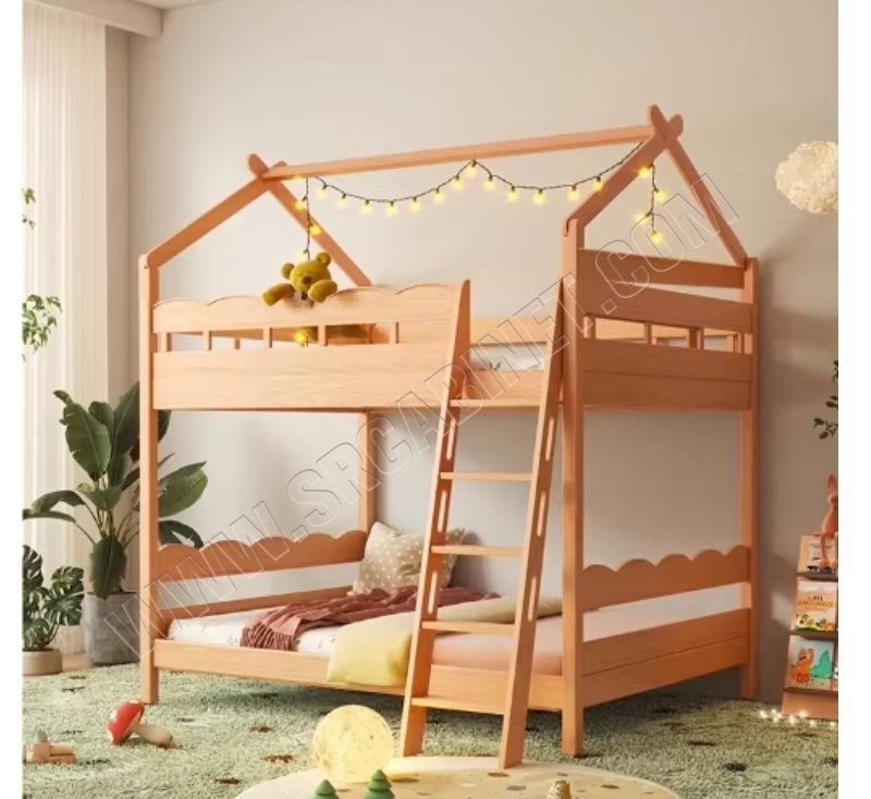 Forest Base Solid Wood Panel Bed Children's Bunk Beds with Tree House High & Low Half Height Beds Girl Tents & Slide