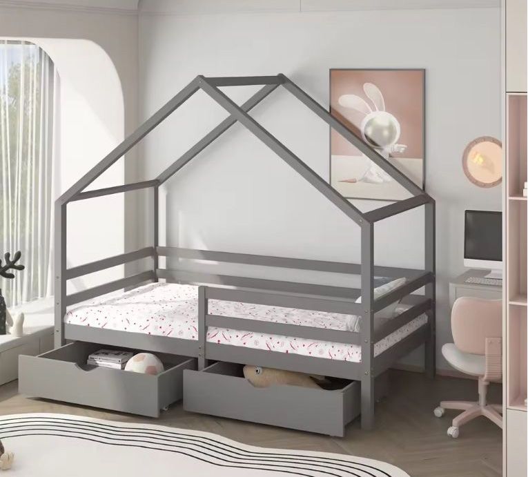 Furniture Children's Bed Solid Wood Platform House Bed Frame Kids Children Bed