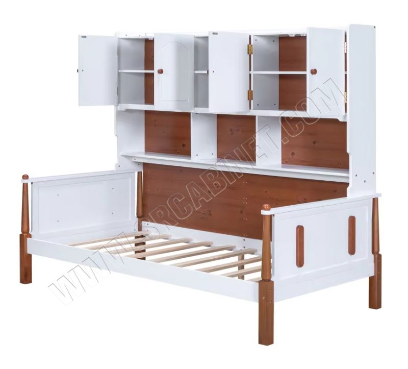 Modern Twin Size Platform Bed with Multiple Storage Solid Wood Panel Style