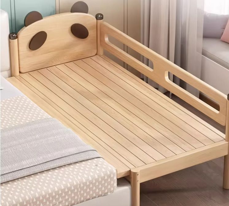 Modern Design Solid Pine Wood Kids Baby Bed with Easy-Pullout Drawers Beautiful Panel Style MDF Furniture for Bedroom Home Decor