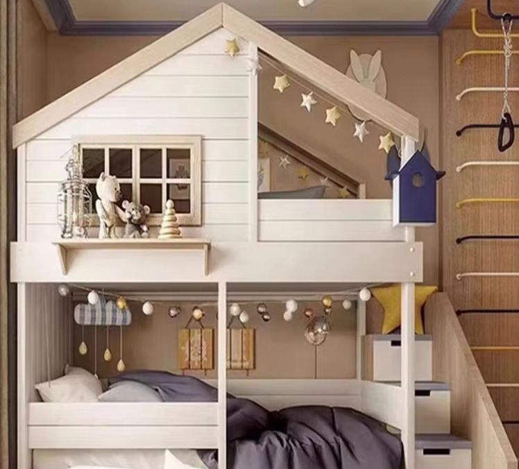 Modern Extendable Loft Bed for Kids for Apartment or Basement Home Living Room Cabinets with Slide