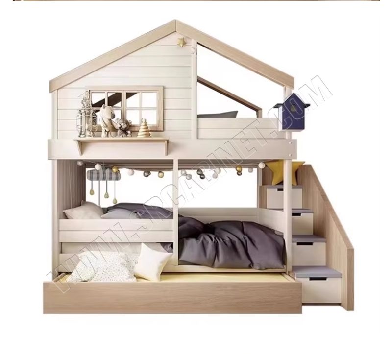 Modern Extendable Loft Bed for Kids for Apartment or Basement Home Living Room Cabinets with Slide