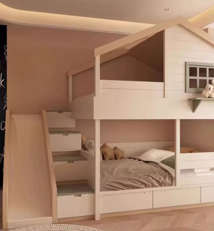 Modern Extendable Loft Bed for Kids for Apartment or Basement Home Living Room Cabinets with Slide