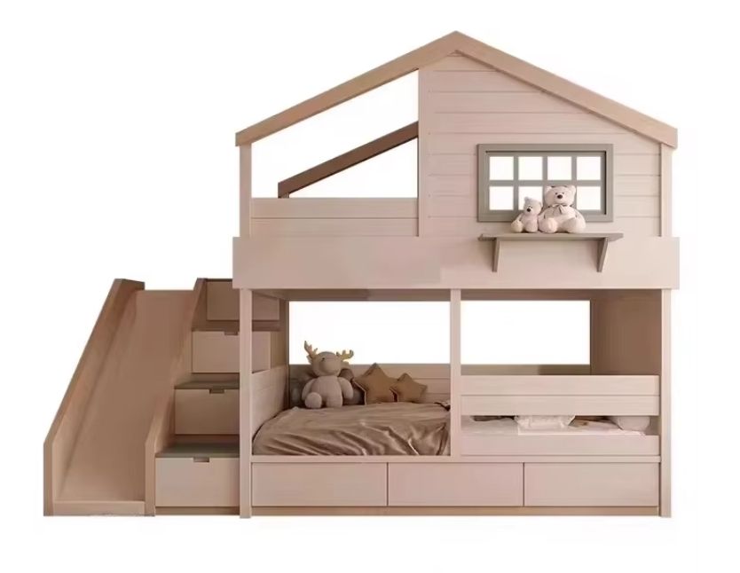 Modern Extendable Loft Bed for Kids for Apartment or Basement Home Living Room Cabinets with Slide