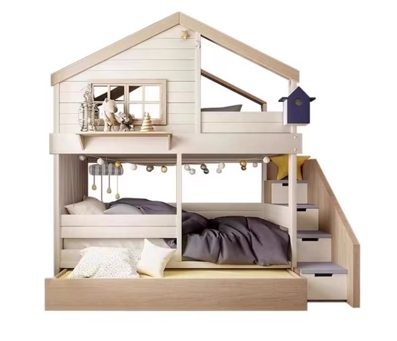 Modern Extendable Loft Bed for Kids for Apartment or Basement Home Living Room Cabinets with Slide