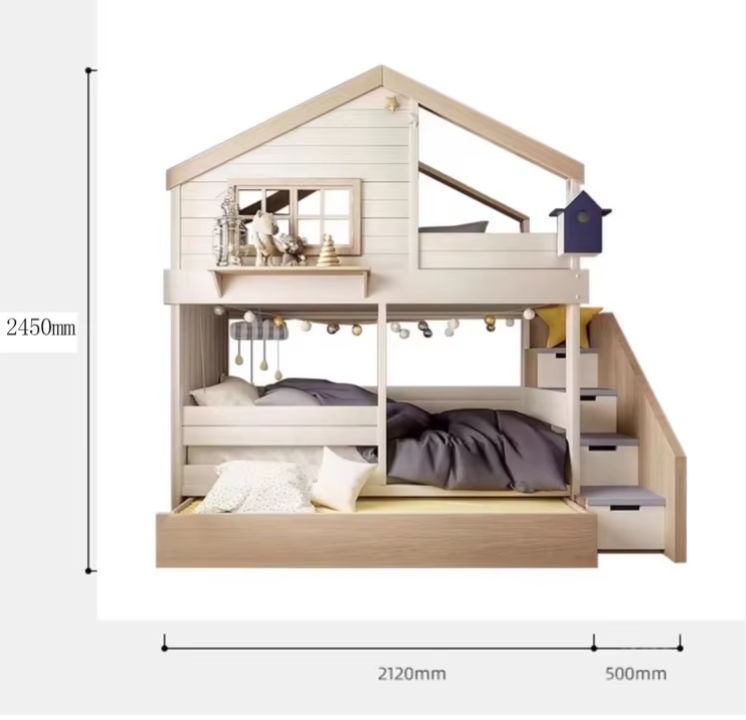 Modern Extendable Loft Bed for Kids for Apartment or Basement Home Living Room Cabinets with Slide