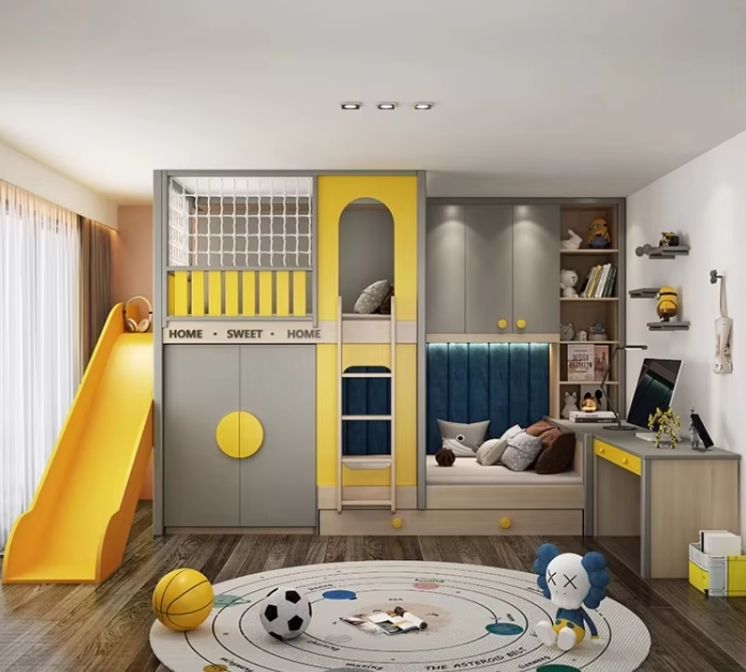 Modern Kids Loft Bed Bunk Bed Versatile Home Farmhouse School Furniture with Wood Panel Style