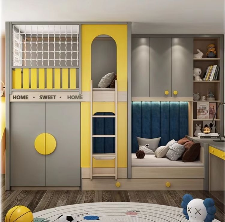 Modern Kids Loft Bed Bunk Bed Versatile Home Farmhouse School Furniture with Wood Panel Style