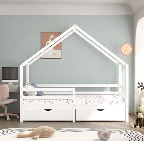 Furniture Children's Bed Solid Wood Platform House Bed Frame Kids Children Bed