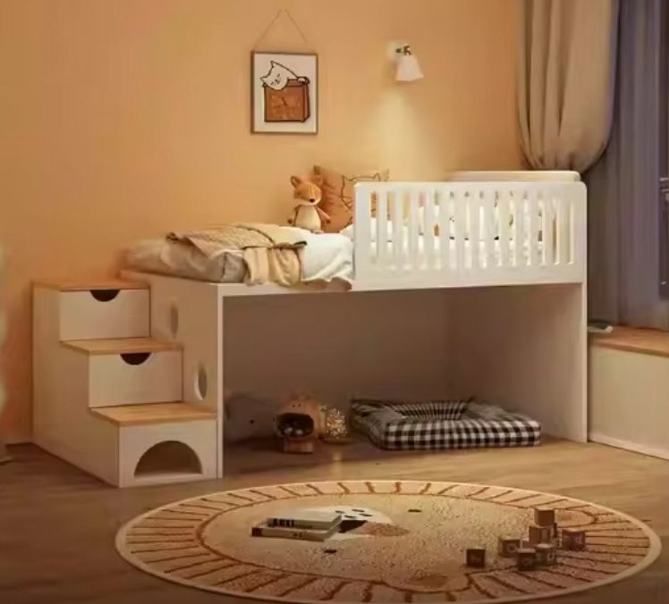 New Design Kids Bunk Bed Solid Wooden Bedroom Furniture  Double Bunk Beds with Stairs for Children with Cat Nest