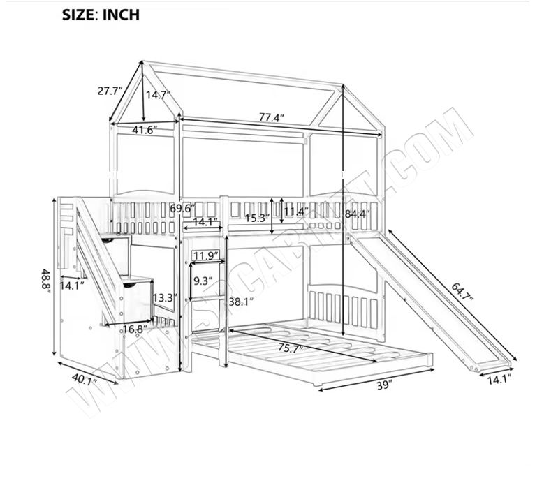 New design bedroom furniture modern babies and kids beds wood bunk toddler bed with ladder