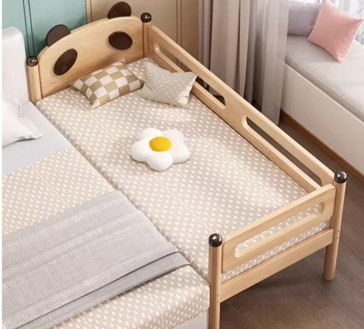 Modern Design Solid Pine Wood Kids Baby Bed with Easy-Pullout Drawers Beautiful Panel Style MDF Furniture for Bedroom Home Decor