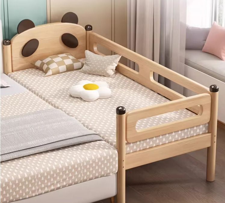 Modern Design Solid Pine Wood Kids Baby Bed with Easy-Pullout Drawers Beautiful Panel Style MDF Furniture for Bedroom Home Decor