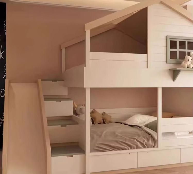 Modern Extendable Loft Bed for Kids for Apartment or Basement Home Living Room Cabinets with Slide