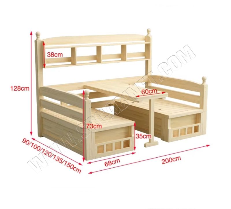 Adjustable Solid Wood Sofa Bed with Desk